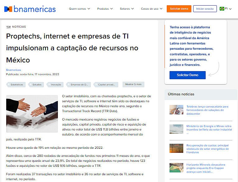Proptechs, internet e empresas de TI impulsionam a captação de recursos no México